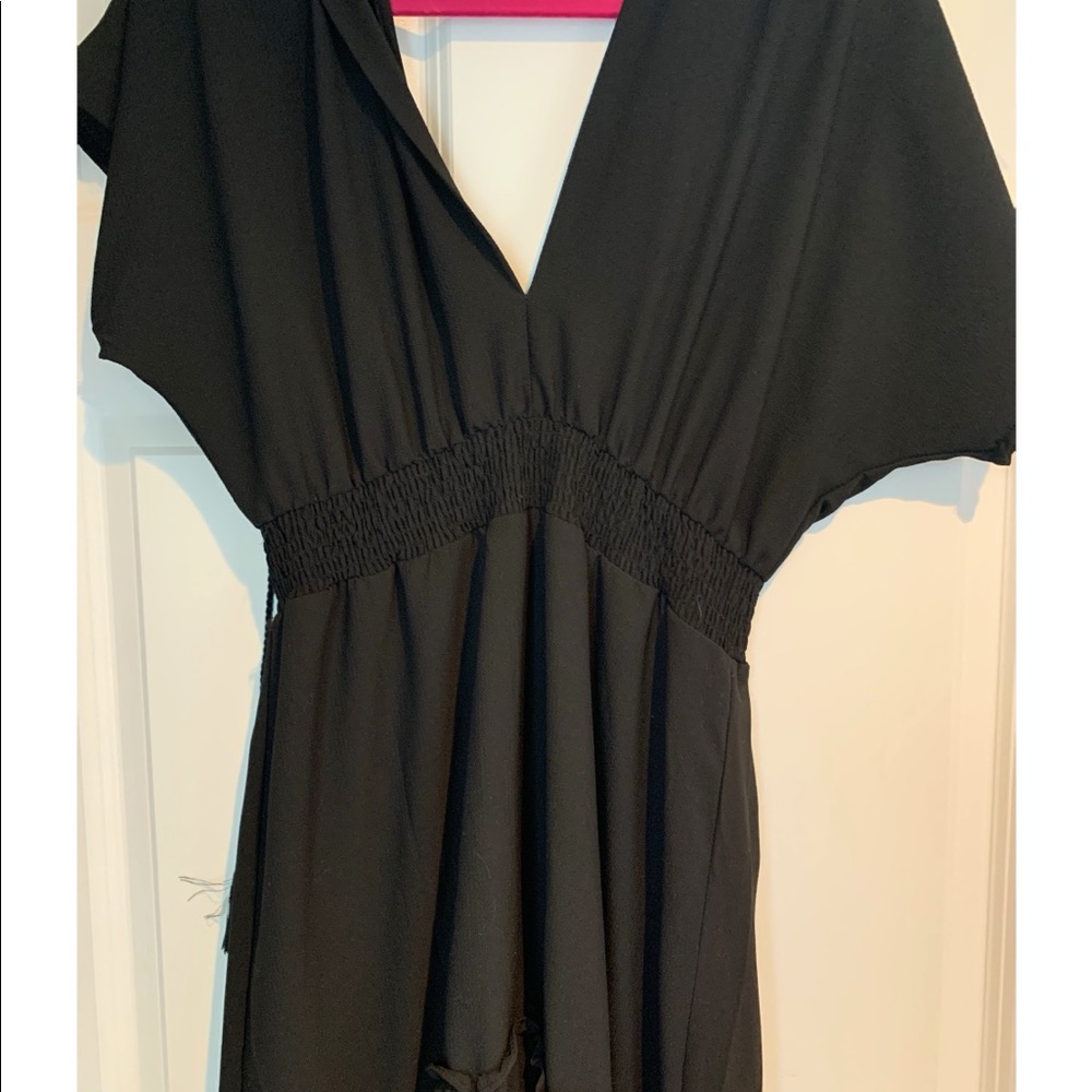 Black elastic waist maxi dress